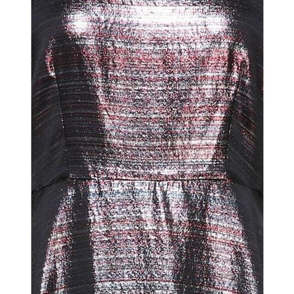 Black Coral NWT Waist Fitted Metallic Stripe Dress in Purple Size IT 44/US 8 - Picture 2 of 10